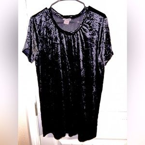 *VINTAGE* Contemp Casuals black crushed velvet tshirt dress sz large